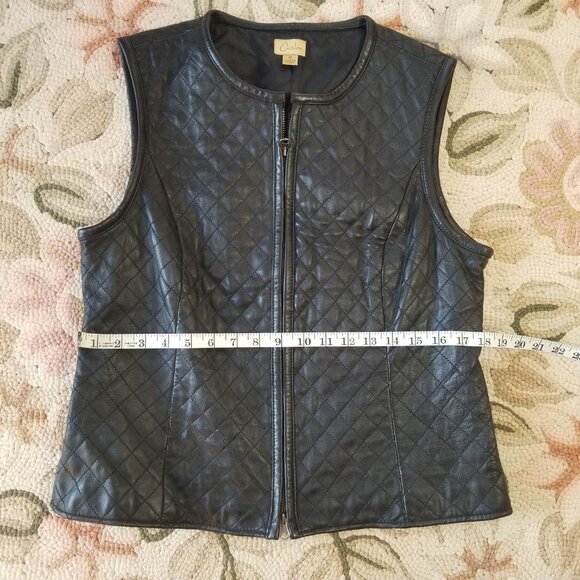Caslon Leather Vest Quilted w/ Reversible Zipper - Picture 7 of 14
